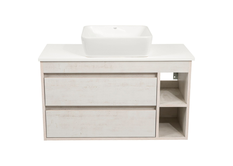 Тумба консольная AQUA RODOS "Shelf" (Нордленд) 100 см со столешн. Loft-Iron и ум. "One" 46*46 см (квадрат) АР000085186