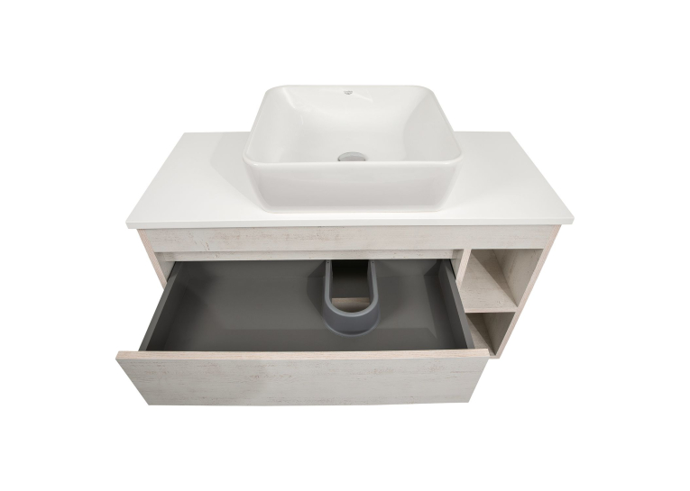 Тумба консольная AQUA RODOS "Shelf" (Нордленд) 100 см со столешн. Loft-Iron и ум. "One" 46*46 см (квадрат) АР000085186