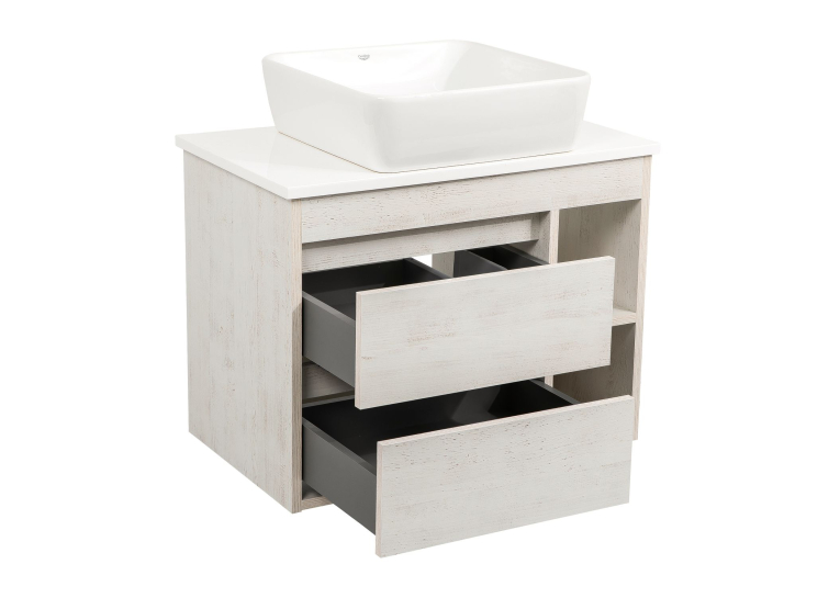 Тумба консольна AQUA RODOS "Shelf" (нордленд) 75 см зі стільн. Loft-Iron та ум. "One" 46*46 см (квадрат) АР000085189