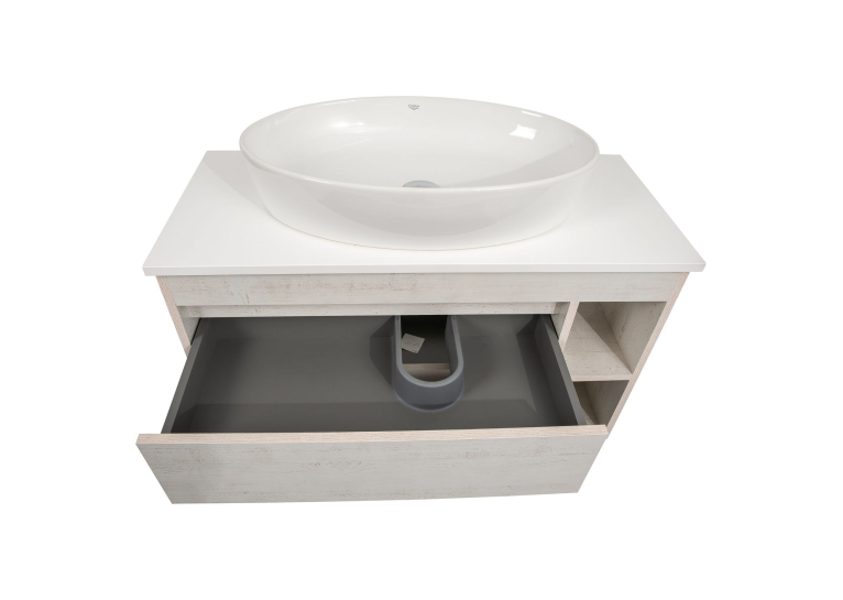 Тумба консольна AQUA RODOS "Shelf" (нордленд) 100 см зі стільн. Loft-Iron та ум. "One" 67 см (овал) АР000085181