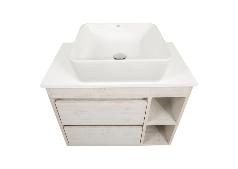 Тумба консольна AQUA RODOS "Shelf" (нордленд) 75 см зі стільн. Loft-Iron та ум. "One" 46*46 см (квадрат) АР000085189