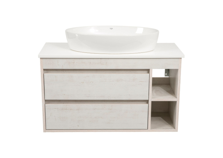 Тумба консольна AQUA RODOS "Shelf" (нордленд) 100 см зі стільн. Loft-Iron та ум. "One" 67 см (овал) АР000085181