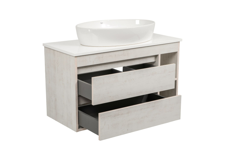 Тумба консольная AQUA RODOS "Shelf" (Нордленд) 100 см со столешн. Loft-Iron и ум. "One" 67 см (овал) АР000085181