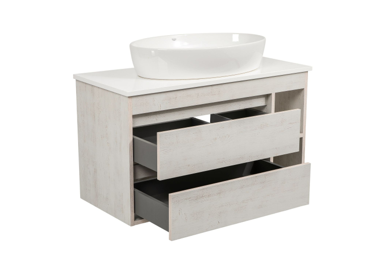 Тумба консольна AQUA RODOS "Shelf" (нордленд) 100 см зі стільн. Loft-Iron та ум. "One" 67 см (овал) АР000085181