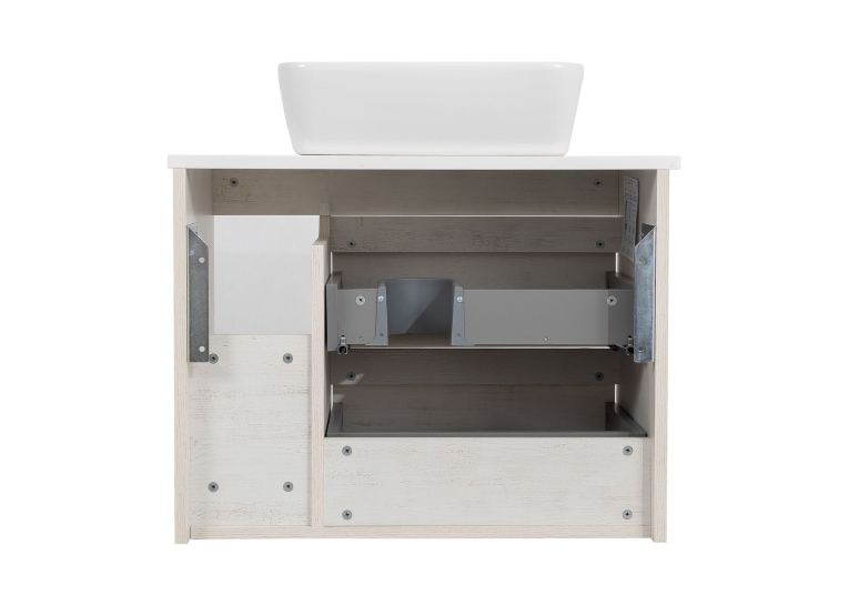 Тумба консольна AQUA RODOS "Shelf" (нордленд) 75 см зі стільн. Loft-Iron та ум. "One" 46*46 см (квадрат) АР000085189