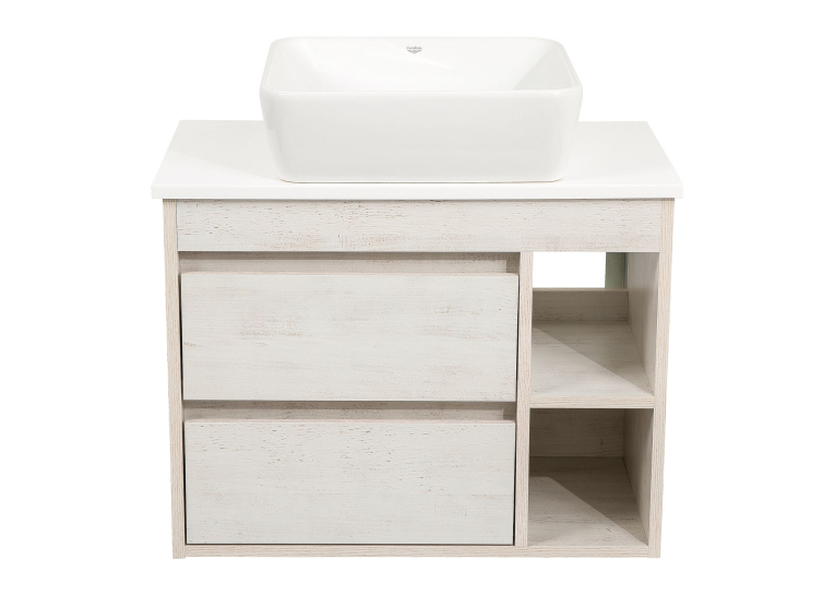 Тумба консольна AQUA RODOS "Shelf" (нордленд) 75 см зі стільн. Loft-Iron та ум. "One" 46*46 см (квадрат) АР000085189