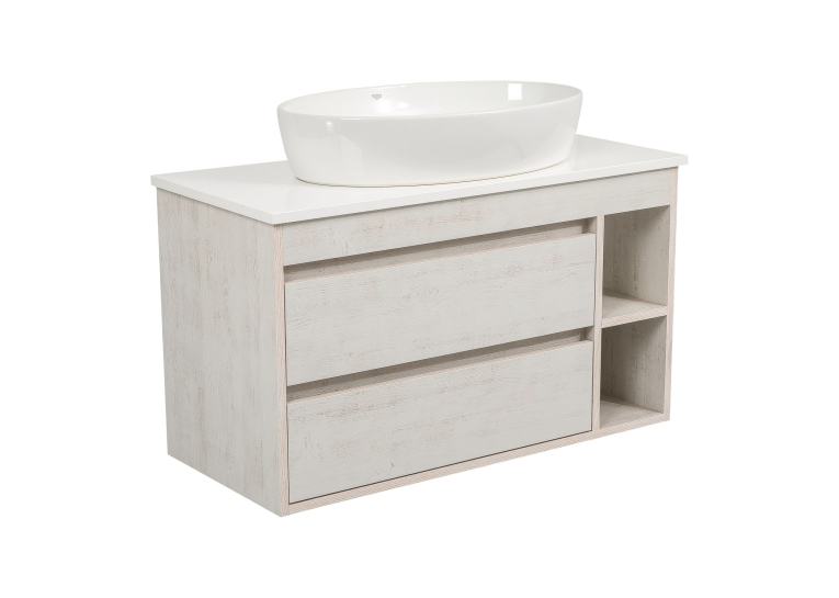 Тумба консольная AQUA RODOS "Shelf" (Нордленд) 100 см со столешн. Loft-Iron и ум. "One" 67 см (овал) АР000085181