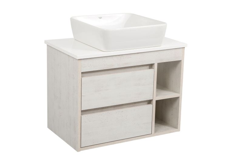 Тумба консольна AQUA RODOS "Shelf" (нордленд) 75 см зі стільн. Loft-Iron та ум. "One" 46*46 см (квадрат) АР000085189
