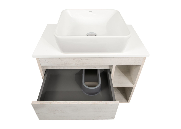 Тумба консольна AQUA RODOS "Shelf" (нордленд) 75 см зі стільн. Loft-Iron та ум. "One" 46*46 см (квадрат) АР000085189