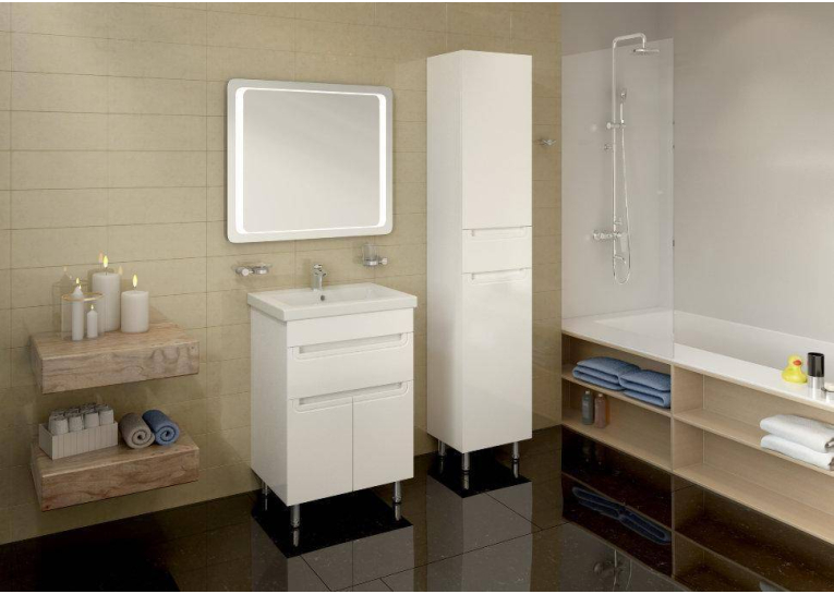 Тумба AQUA RODOS Омега з умивальником Frame 60 см, АР000040339 (Білий)