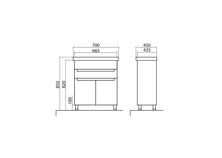 Тумба AQUA RODOS Омега з умивальником Frame 70 см, АР000040340 (Білий)