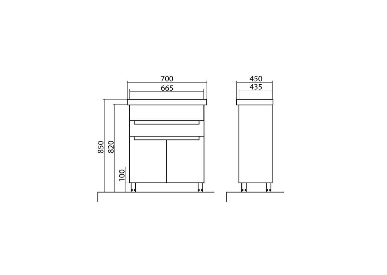 Тумба AQUA RODOS Омега з умивальником Frame 70 см, АР000040340 (Білий)