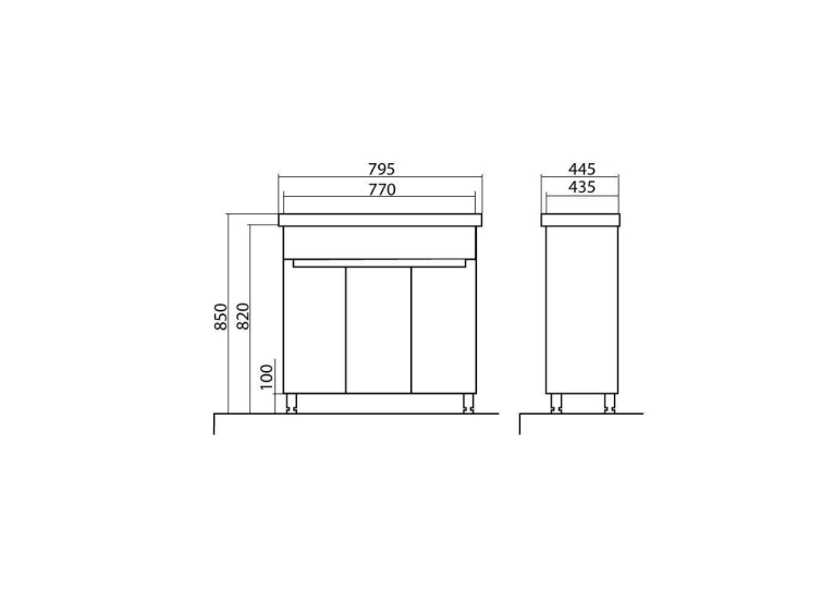 Тумба AQUA RODOS Омега з умивальником Frame 80 см, АР000040341 (Білий)