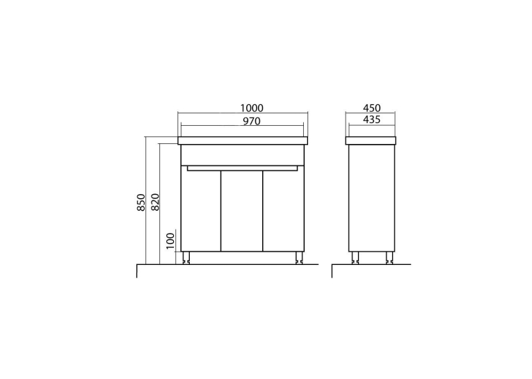 Тумба AQUA RODOS Омега с умывальником Frame 100 см, АР000040342 (Белый)