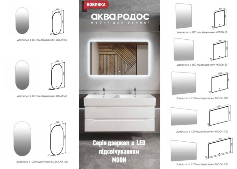 Зеркало AQUA RODOS "Solar" 50x90 см UNI sensor с LED подсветкой овальное, АР000092636 (Белый)