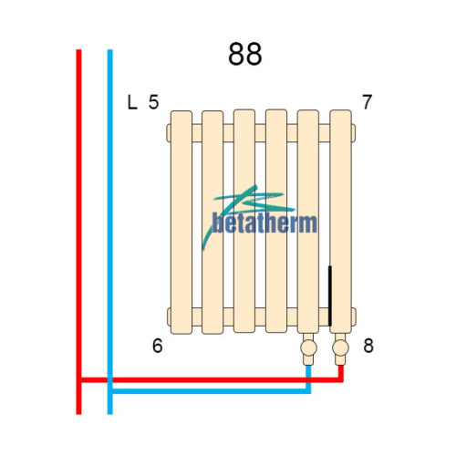 Дизайнерский горизонтальный радиатор Betatherm Quantum 2 H-500 L-1205 BQ 2050/25 9005M 88