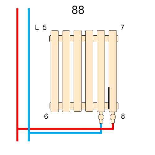Вертикальный радиатор Betatherm  Praktikum 2, H-500 mm, L-805 mm PV 2050/21 9005M 88