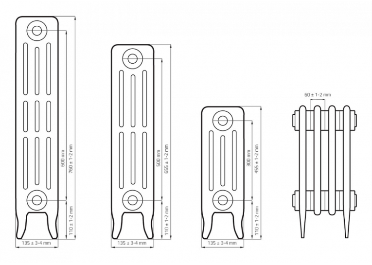 Чавунна ретро батарея опалення WARM WELL Classik М 300
