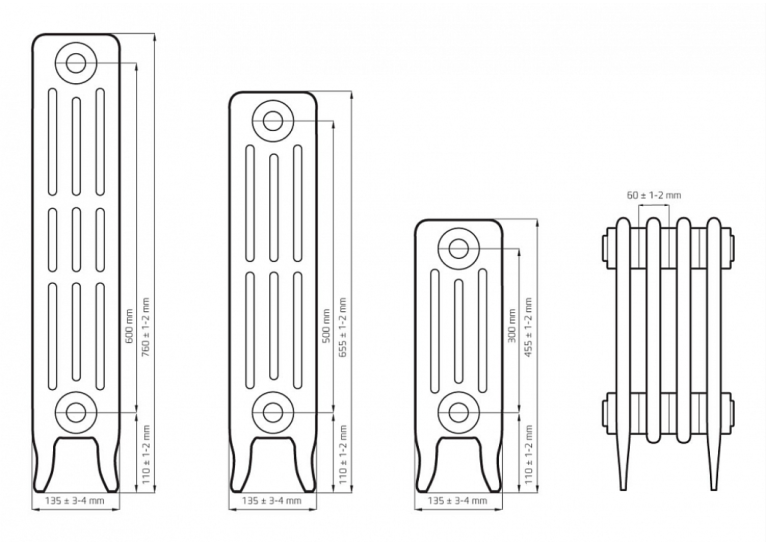 Чавунна ретро батарея опалення WARM WELL Classik М 600