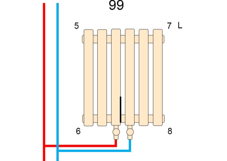 Вертикальний радіатор Betatherm Blende 1 H-1400 мм, L-394 мм B2V 1140/07 9005M 99