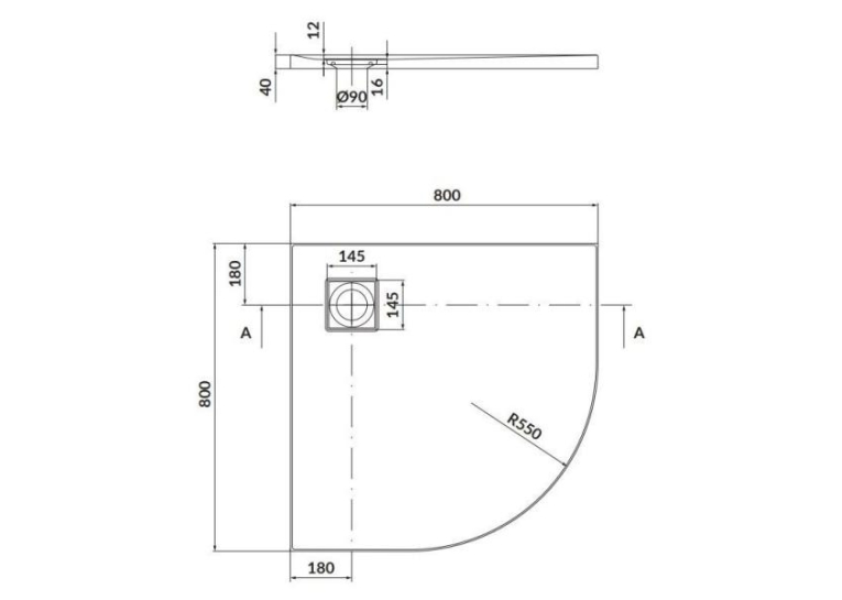 Душовий піддон напівкруглий Cersanit TAKO SLIM 80x4 білий матовий + сифон S932-155