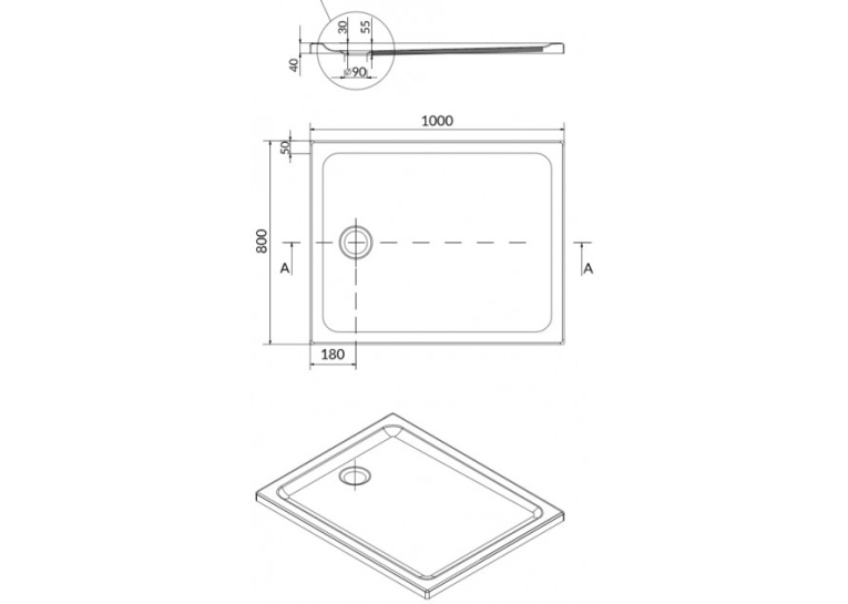 Піддон душової кабіни Cersanit ТАКО 100x80x4 прямокутний S204-019 