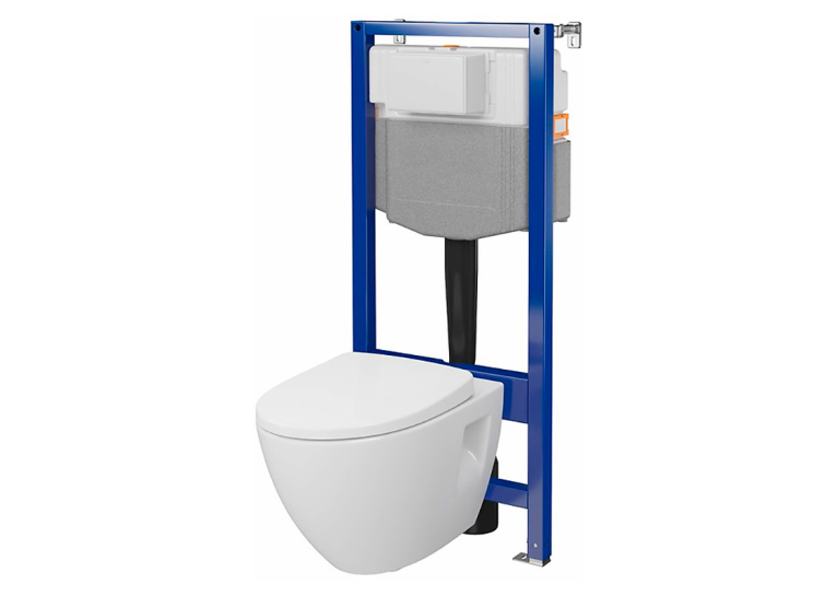 Інсталяція Cersanit C35 AQUA 50 QF з кнопкою BASE CIRCLE + підвісний унітаз MODUO PLUS із сидінням (S701-814)