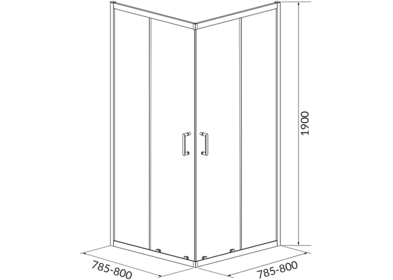Душова кабіна квадратна CERSANIT BRASCO 80x80x190 Хром S168-005