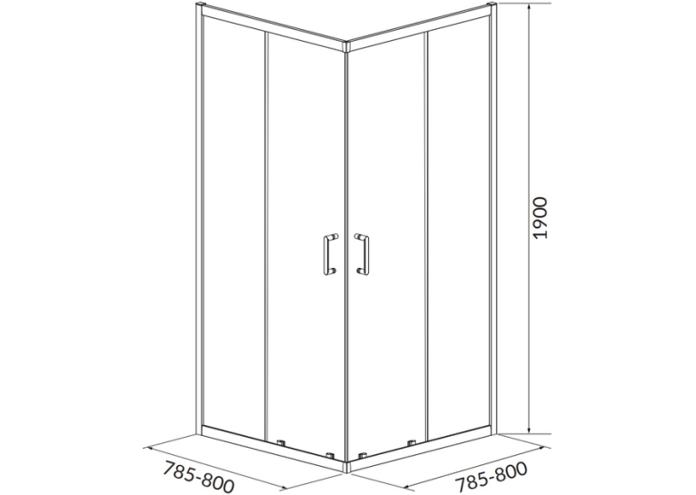 Душова кабіна квадратна CERSANIT BRASCO 80x80x190 Хром S168-005
