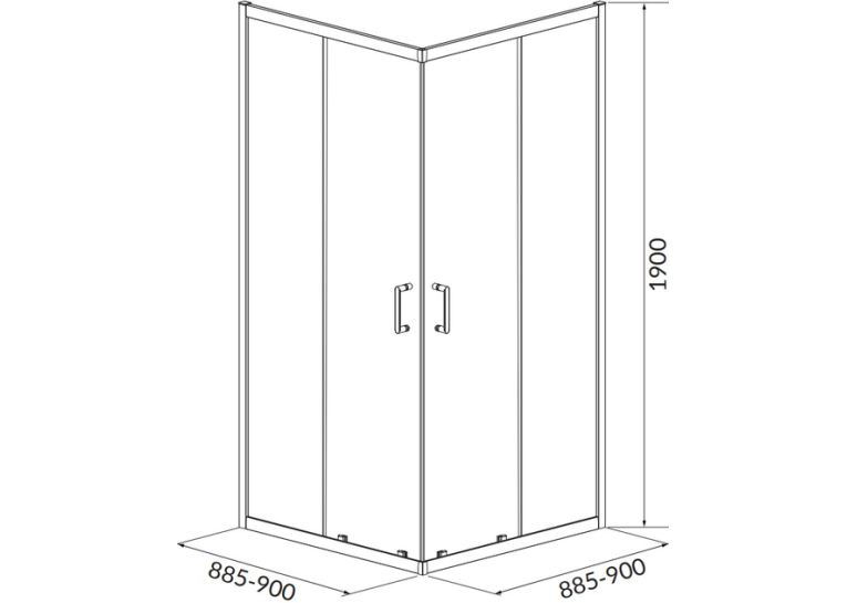 Душова кабіна квадратна CERSANIT BRASCO 90x90x190 Чорний S168-008