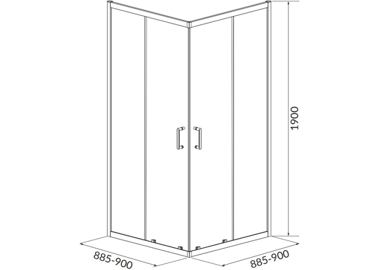 Душова кабіна квадратнаCERSANIT BRASCO 80x80x190 Чорний S168-007