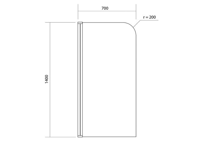 ШТОРКА ДЛЯ ВАННИ Cersanit EASY NEW 140Х70 ОДИНАРНА, ПРОФІЛЬ ХРОМ, ПРОЗОРЕ СКЛО, S301-289