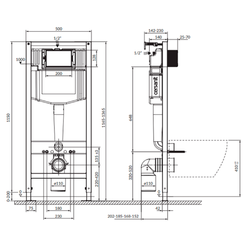 Инсталляционная система Cersanit AQUA 50 MECH QF для унитаза, без кнопки K97-525