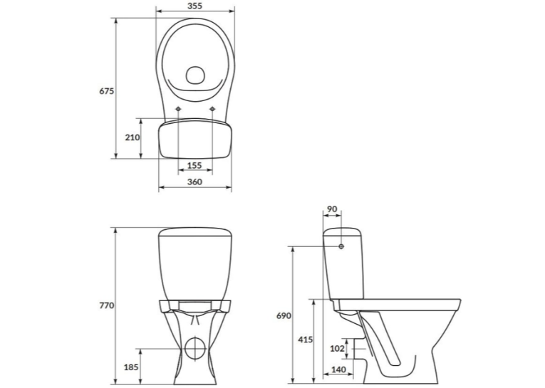 Унитаз-компакт  безободковый Cersanit KADDA 821 CE011 3/6 л, с сиденьем  K119-030