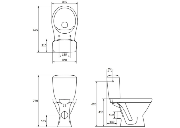 Унитаз-компакт  безободковый Cersanit KADDA 821 CE011 3/6 л, с сиденьем  K119-030