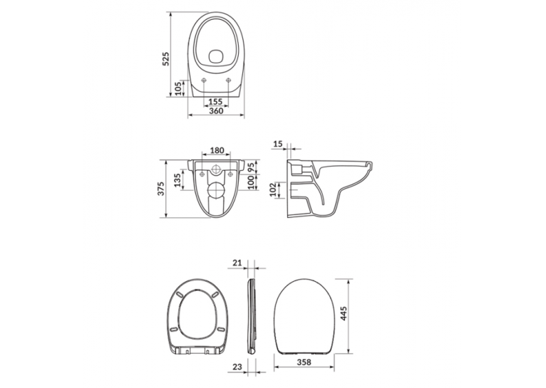 Комплект: Инсталляция Cersanit AQUA 50 MECH QF K97-525 + Кнопка Cersanit ENTER 2, хром мат (K97-512) + Унитаз подвесной Cersanit CERSANIA белый с сидением дюропласт soft-close S701-554, K97-525+K97-512+S701-554