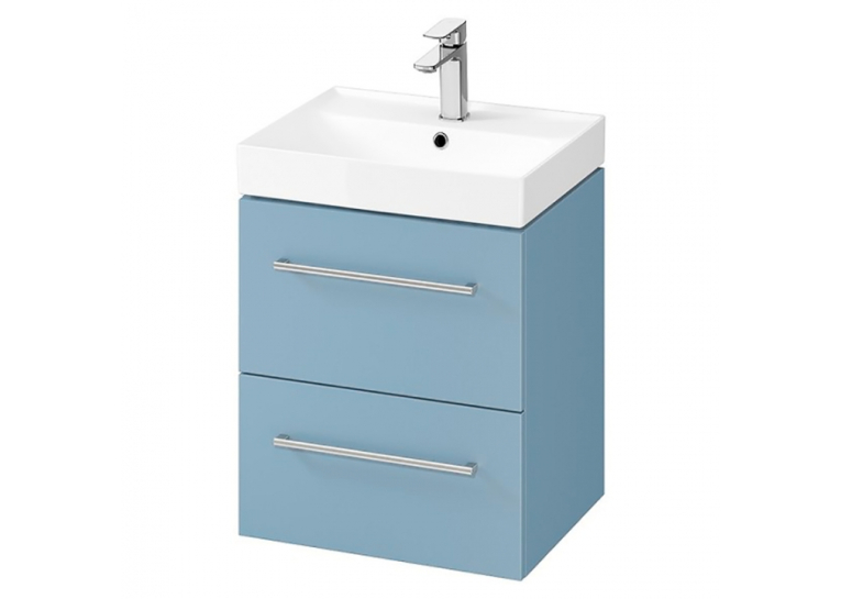 Шафка для раковини Cersanit LARGA 50х38, блакитна S932-068+Раковина Cersanit LARGA 50см, меблева біла EW K120-008+МЕБЛЕВА РУЧКА LARGA ЧОРНА (2 ШТ.), S932-068+K120-008+S599-0141 (виставковий зразок)