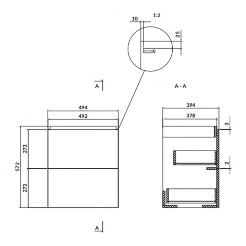 Шкафчик для раковины Cersanit LARGA 60x57 см, белая S932-070+Раковина Cersanit LARGA 60см, мебельная белая K120-009