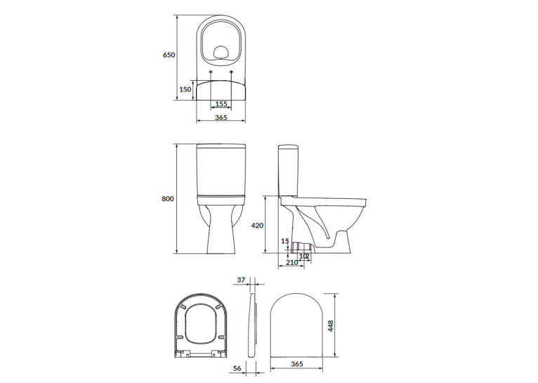 Унитаз-компакт Cersanit SIMPLE ON 021 3/5 783 ZIP + сидение дюропласт soft-close K119-023