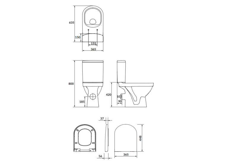 Унитаз-компакт Cersanit SIMPLE ON 011 3/5 779 ZIP +сидение дюропласт soft close K121-010