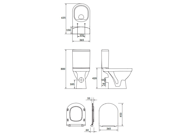 Унітаз-компакт Cersanit SIMPLE ON 011 3/5 781 ZIP +сид дюр SLIM пов пад легке знімання K121-012