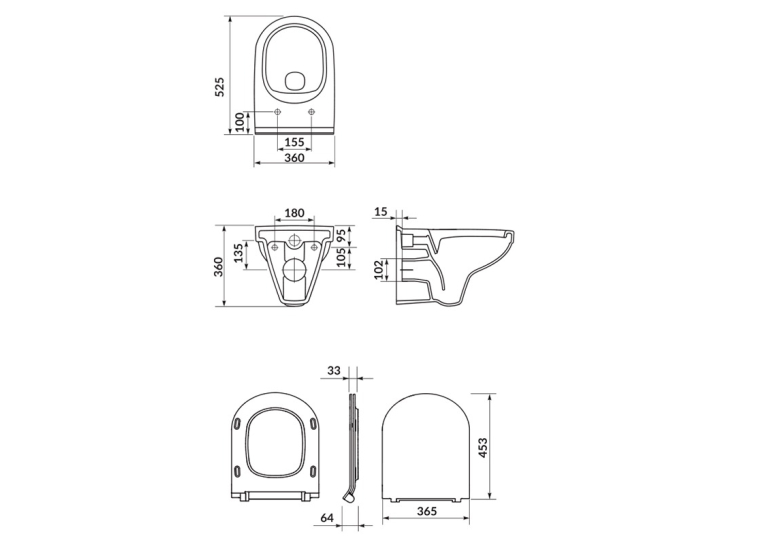 Унітаз підвісний Cersanit SIMPLE ON B 471 ZIP + сидіння дюропласт soft close S701-565