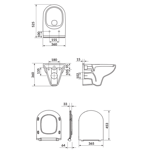  Унітаз підвісний Cersanit SIMPLE ON B 472  ZIP +сид. SLIM дюропласт soft close S701-567