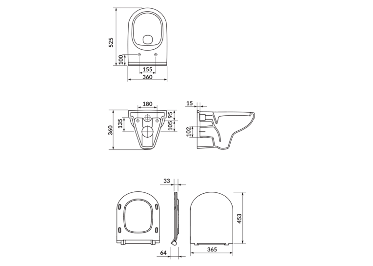  Унітаз підвісний Cersanit SIMPLE ON B 472  ZIP +сид. SLIM дюропласт soft close S701-567