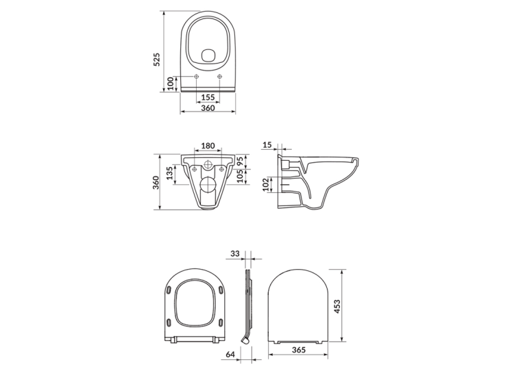  Унітаз підвісний Cersanit SIMPLE ON B 472  ZIP +сид. SLIM дюропласт soft close S701-567