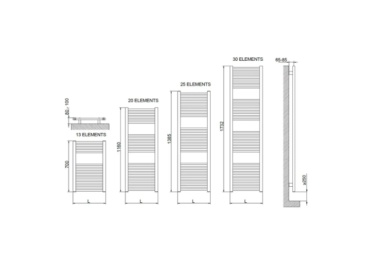 Сушка для рушників електричний Cordivari  LISA 22 ELETTRICO 500X1400 - 700 W білий, 3581646100056