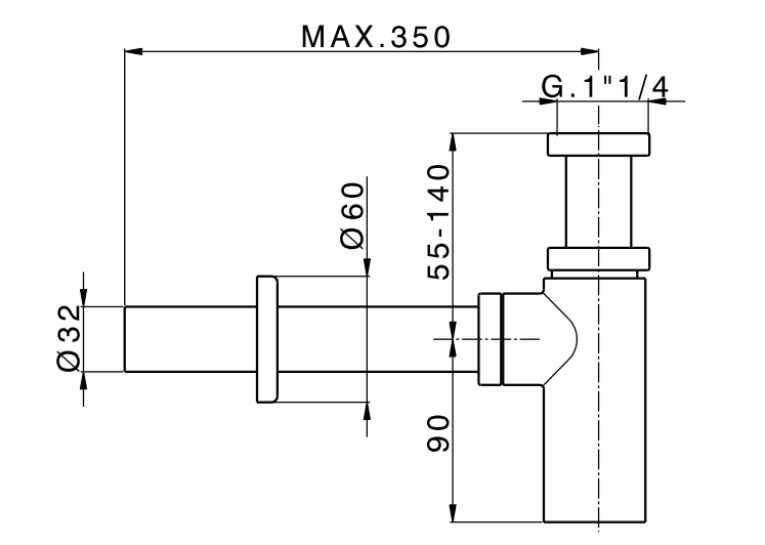  Сифон для раковини Devit ART 12140B чорний матовий