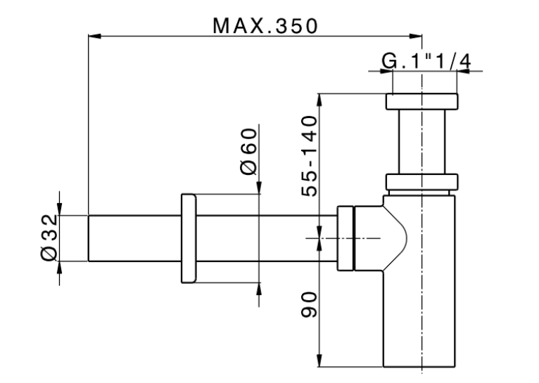  Сифон для раковини Devit ART 12140B чорний матовий