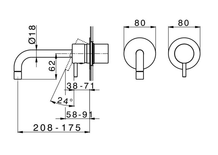  Змішувач для раковини прихованого монтажу Devit ART 1501X140B, чорний матовий