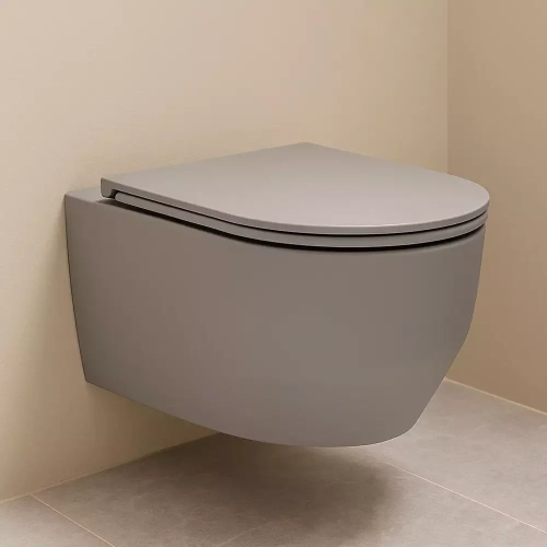 Унитаз подвесной Devit ART 3.0 безободковый с сиденьем Soft Close Quick-Fix дюропласт 3030140G (577987) Серый матовый